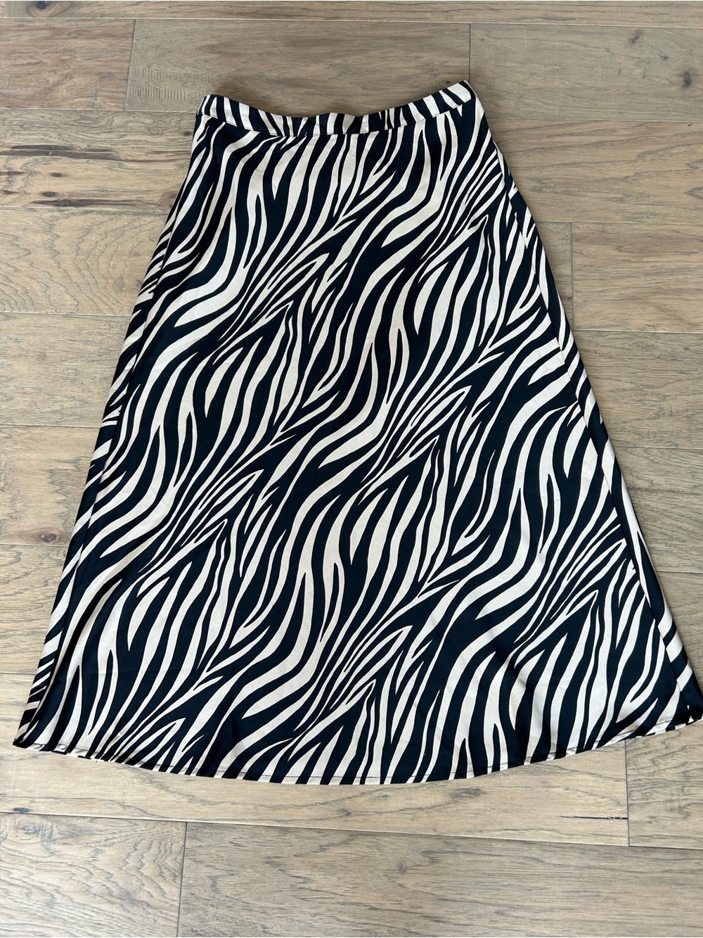 J. Crew Black and Cream A Line Zebra Print Midi Skirt Size XXS